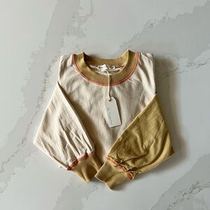 By Together Two Tone Lightweight Sweatshirt Cream/Mustard NWT